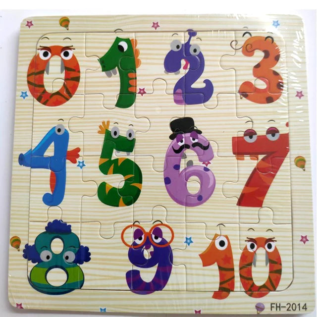 20-Piece Wooden 3D Cartoon Animal & Vehicle Puzzle – Montessori Educational Toy for Kids (1-3 Years)