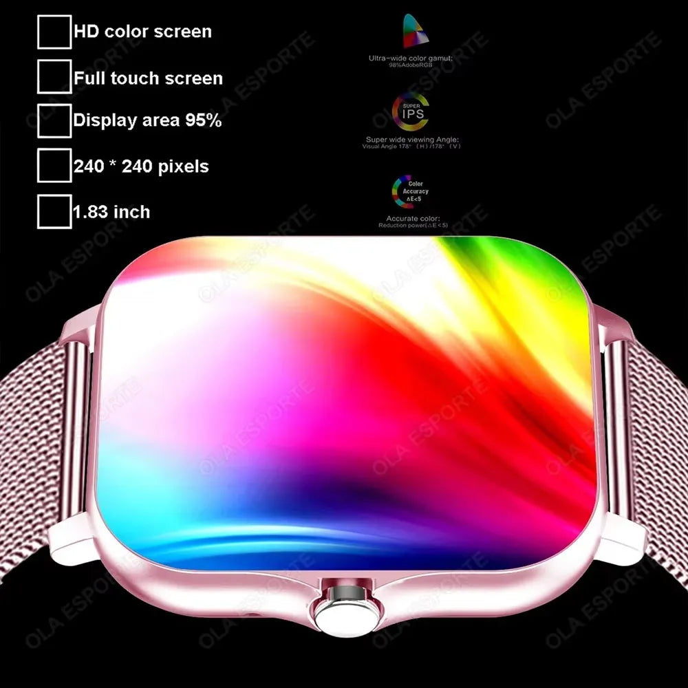 1.83” Waterproof Smartwatch – Calls, Messages, Sleep Monitoring, Sports Tracking, Pedometer, Alerts (iOS & Android)