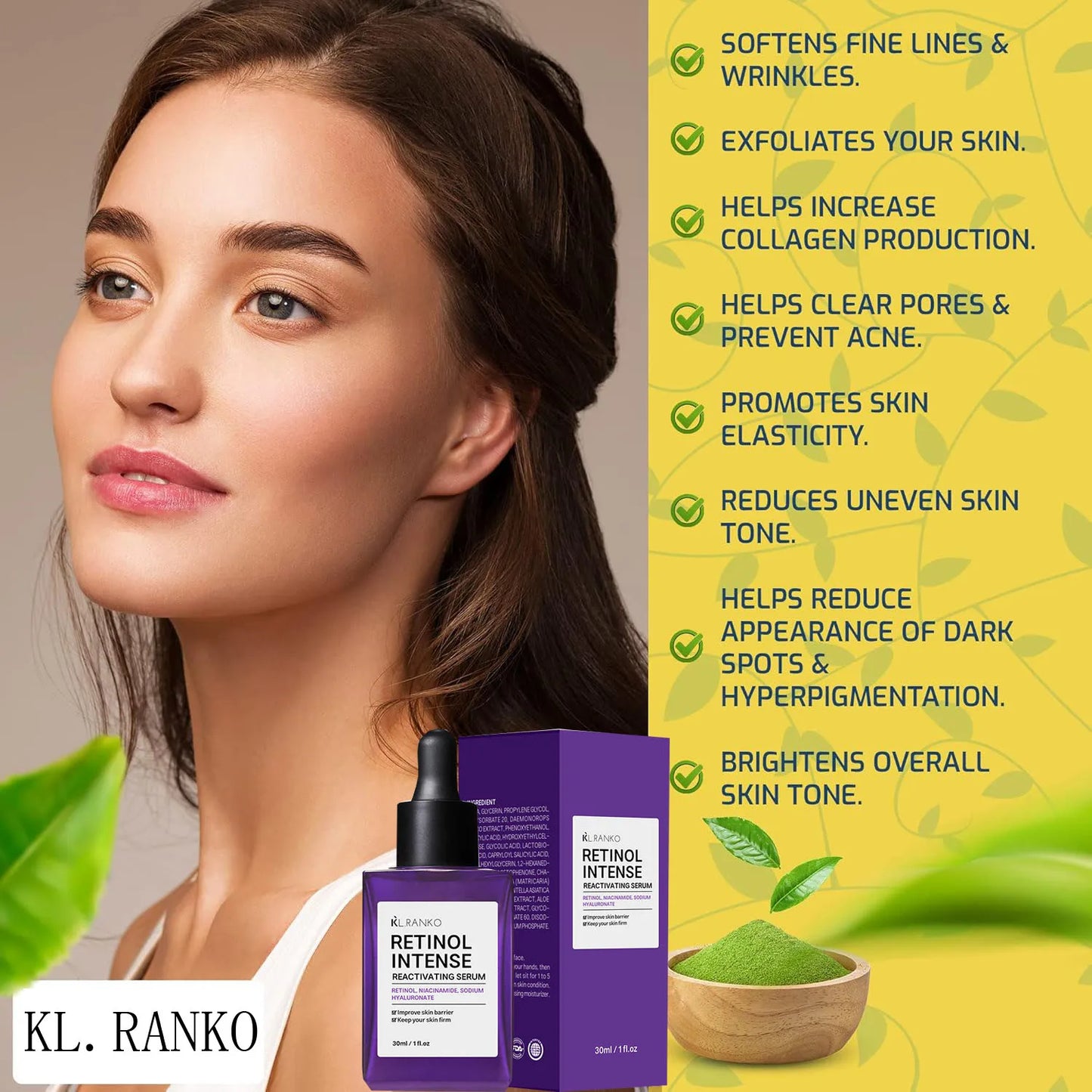 Retinol Anti-Wrinkle Facial Serum with Hyaluronic Acid – Tightening & Fine Line Reduction