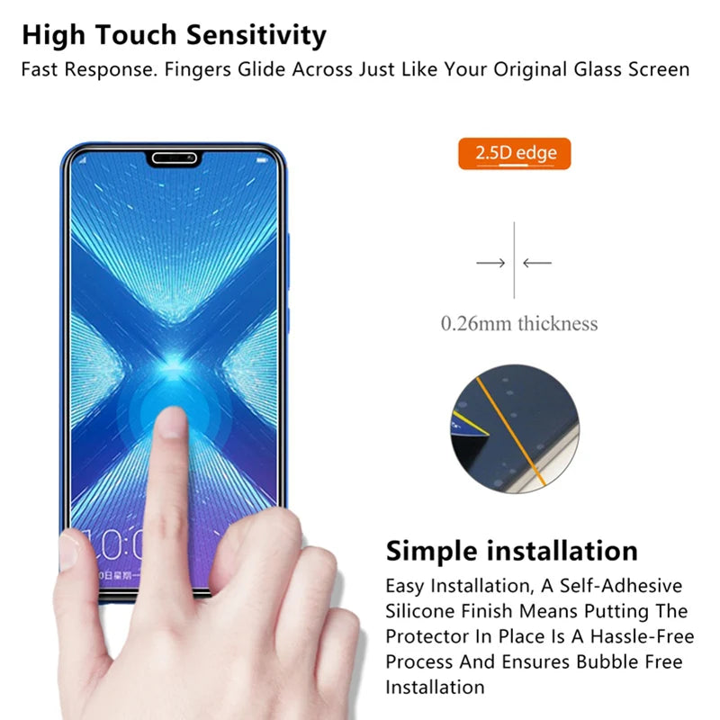 2-Pack HD Tempered Glass Screen Protector for Huawei Honor 9X Pro/7X/6X/5X/8S/7S – 9H Hardness
