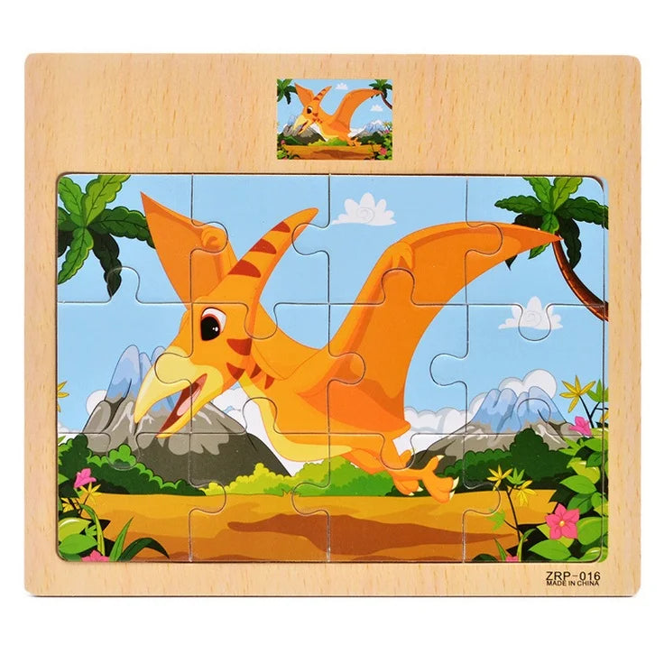 12/9 PCS Wooden Cartoon Vehicle & Animal Puzzles for Kids
