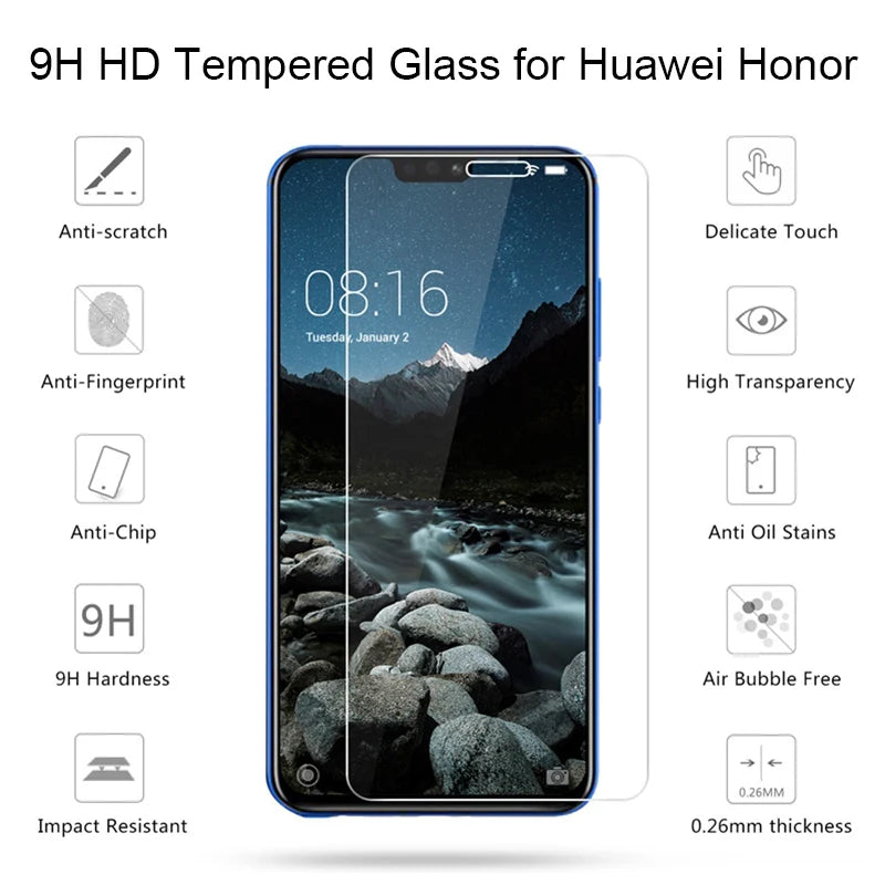 2-Pack HD Tempered Glass Screen Protector for Huawei Honor 9X Pro/7X/6X/5X/8S/7S – 9H Hardness