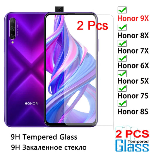 2-Pack HD Tempered Glass Screen Protector for Huawei Honor 9X Pro/7X/6X/5X/8S/7S – 9H Hardness