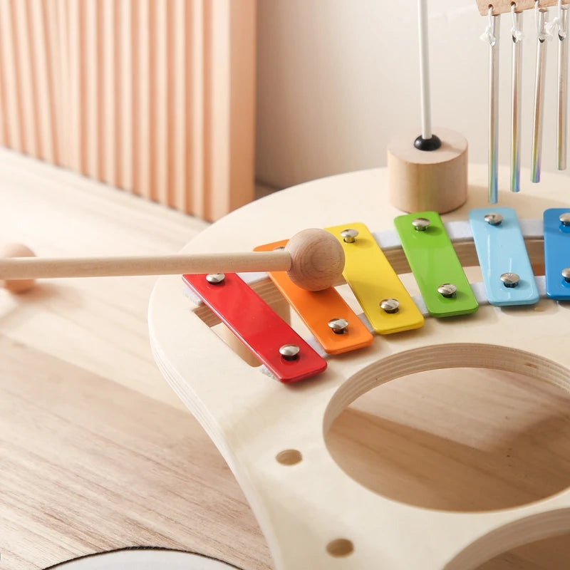 Wooden Montessori Educational Toys: Xylophone, Aeolian Bells, and Music Table for Newborns - Birthday Gifts