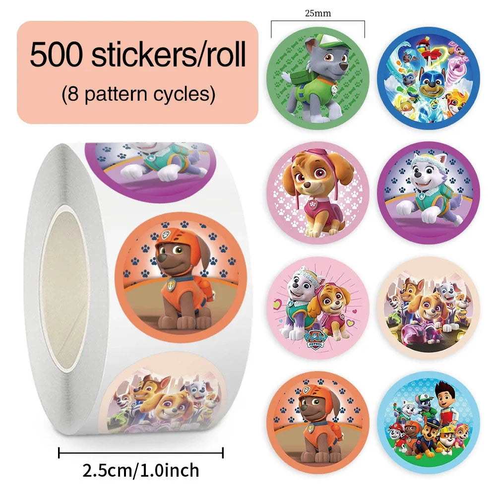 500PCS Paw Patrol Cartoon Stickers – Kids Reward & School Supplies