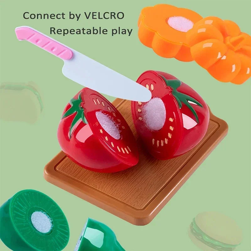 Kids Pretend Play Red Kitchen Toys - Simulation Food Cooking for Boys & Girls