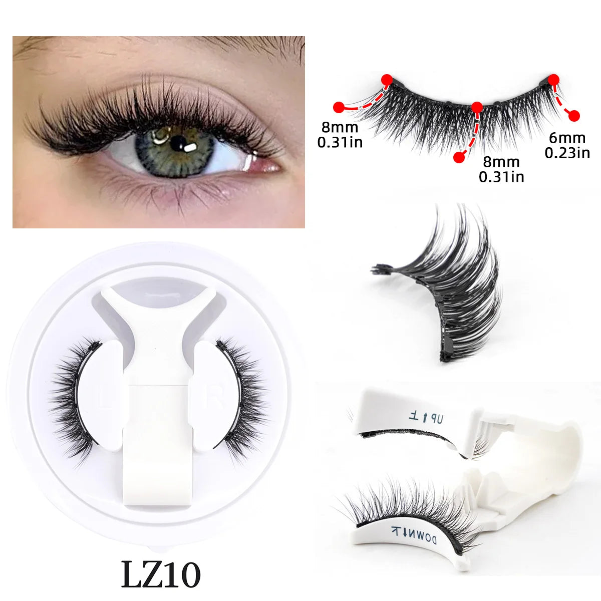1 Pair Magnetic Faux Mink Eyelashes with Tweezers Set