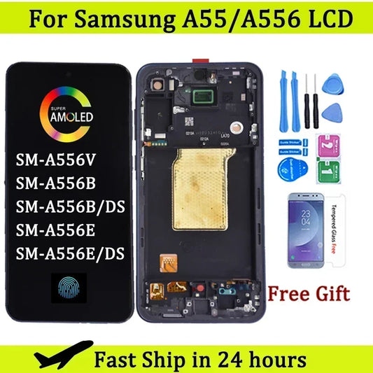 6.6" Super AMOLED LCD Display & Touch Screen with Frame for Samsung A55 5G (A556U, A556B, A5560, A556E)