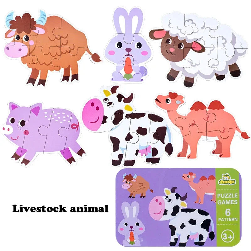 Baby Montessori Wooden 3D Puzzle for Kids 2-4 Years