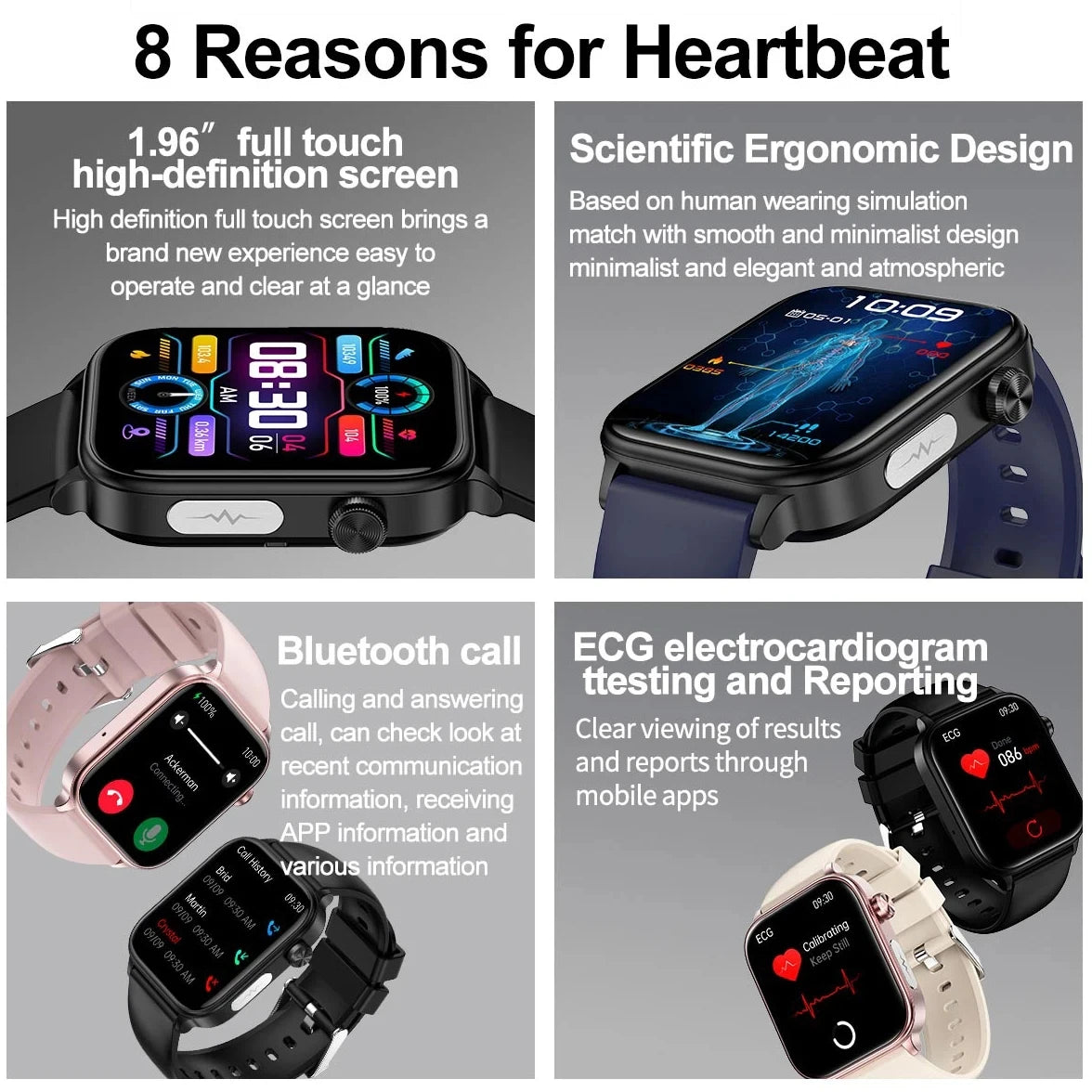 2024 AI Health Smartwatch – ECG+PPG, Blood Glucose, Uric Acid, Lipids, Bluetooth Call