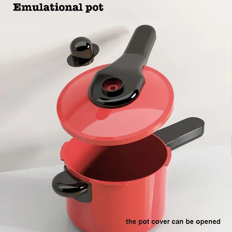 Kids Pretend Play Red Kitchen Toys - Simulation Food Cooking for Boys & Girls