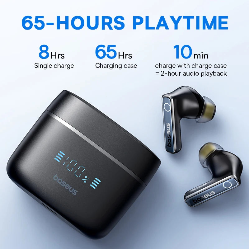 Baseus Bowie 30 Wireless Earphones - 50dB Noise Reduction, 65Hrs Playtime, Bluetooth 5.3