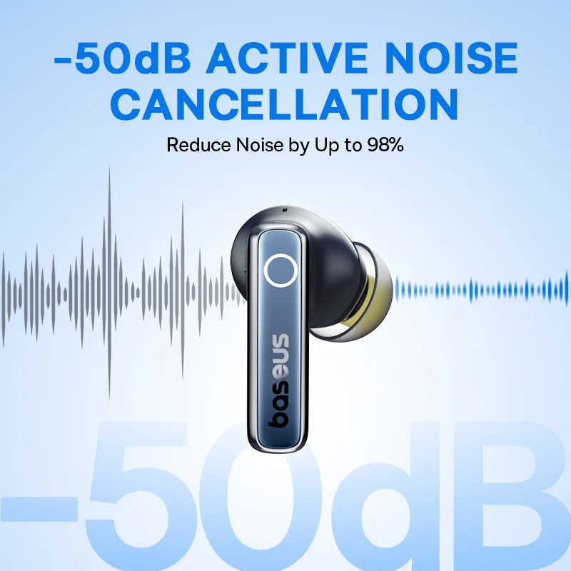 Baseus Bowie 30 Wireless Earphones - 50dB Noise Reduction, 65Hrs Playtime, Bluetooth 5.3