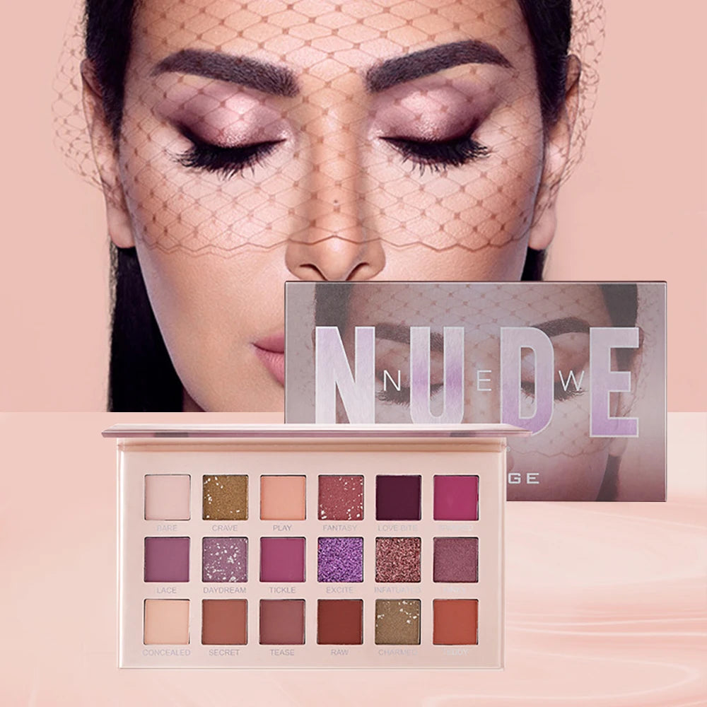 18 Colors Eyeshadow Palette – Matte, Glitter, Shimmer with Mirror