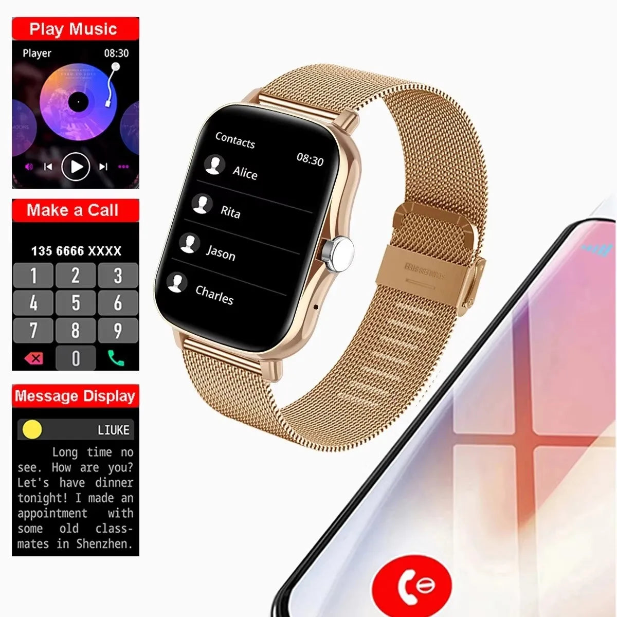 1.83” Waterproof Smartwatch – Calls, Messages, Sleep Monitoring, Sports Tracking, Pedometer, Alerts (iOS & Android)