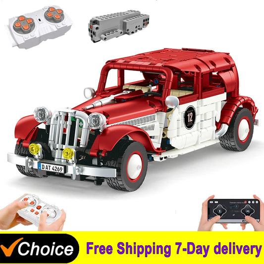 2025 RC/APP Vintage Cars Building Block Set for Boys - Birthday & Christmas Gift