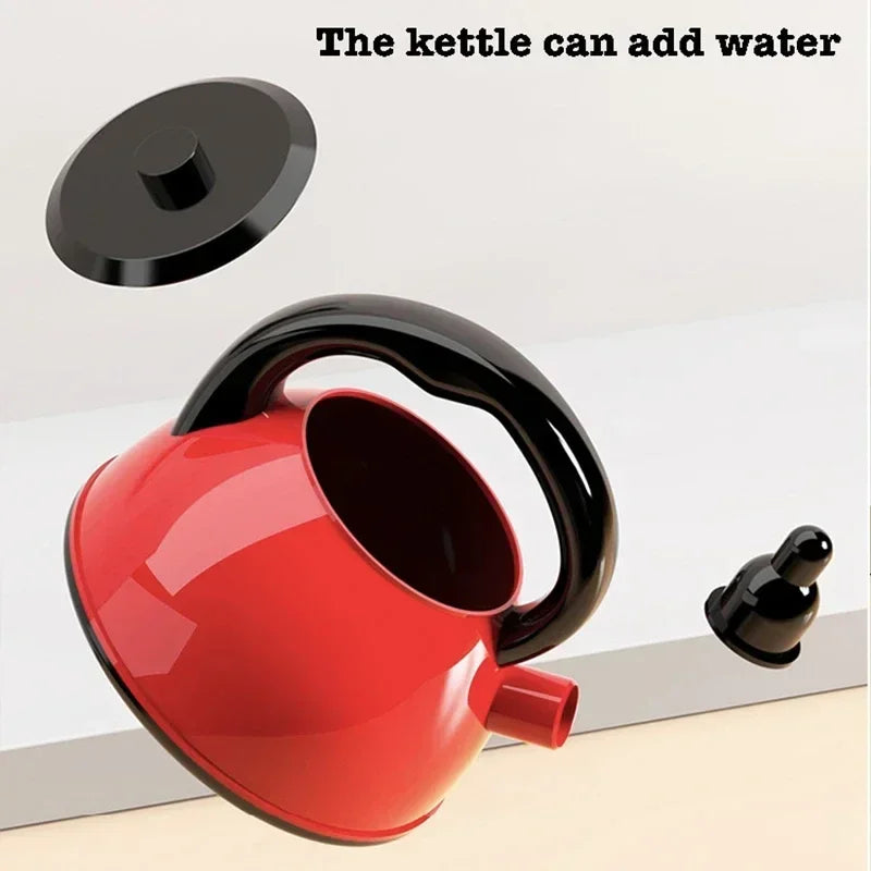 Kids Pretend Play Red Kitchen Toys - Simulation Food Cooking for Boys & Girls