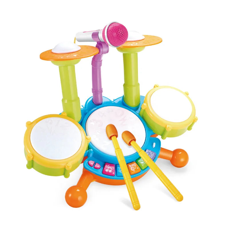 Kids Drum Set for Toddlers 1-3 - Educational Musical Toys with Microphone