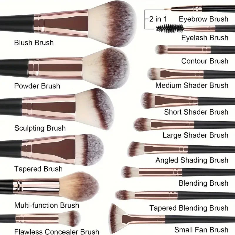 Professional Makeup Brush Set (3-20PCS) – Eyeshadow, Foundation, Concealer, Blending, Blush, Kabuki, Soft & Fluffy Brushes for Women.