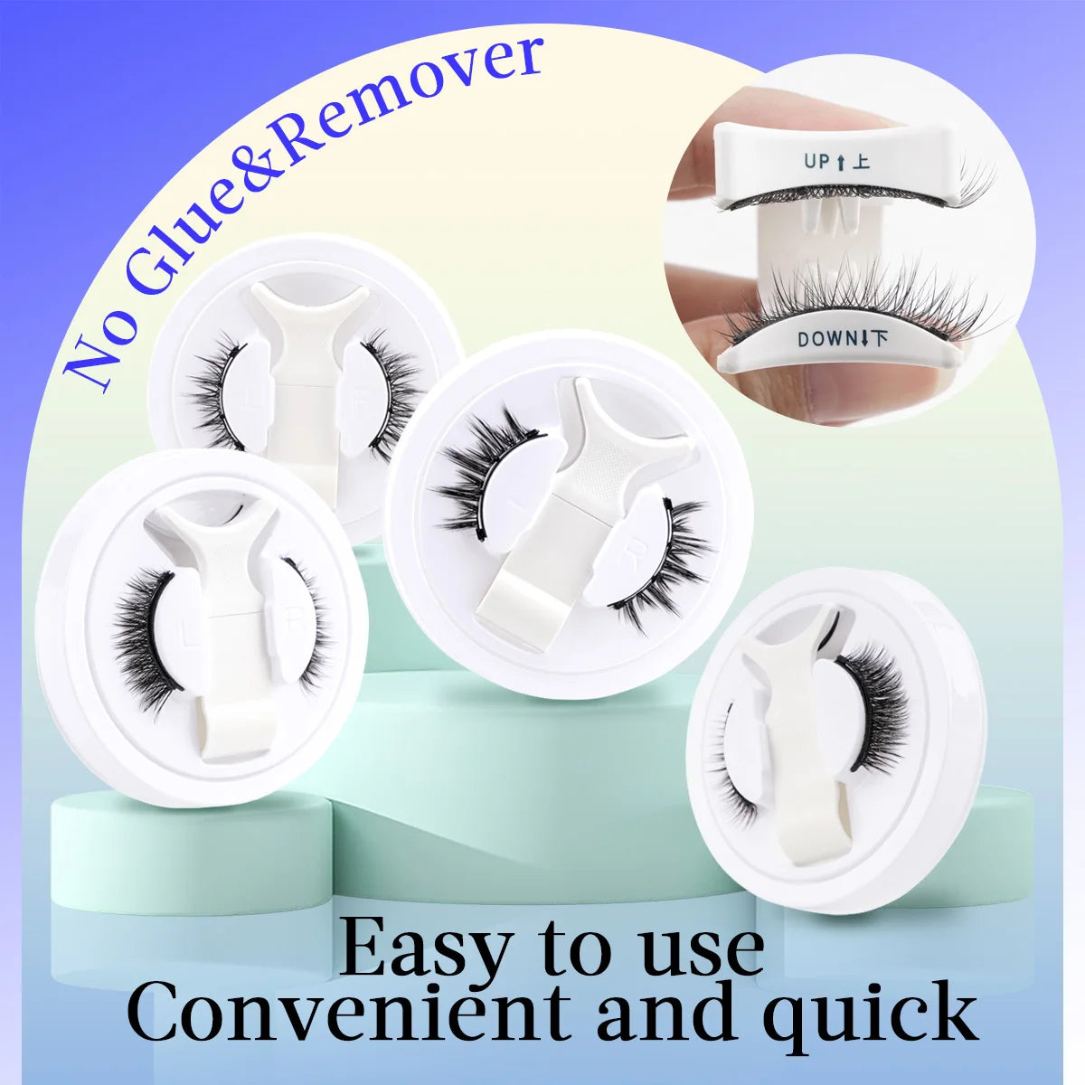 1 Pair Magnetic Faux Mink Eyelashes with Tweezers Set