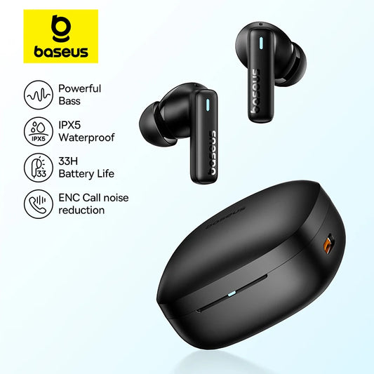 Baseus Bowie E19 Wireless Earphones Bluetooth 5.3, Big Bass, 12mm Drivers, IPX5, 33Hrs Battery