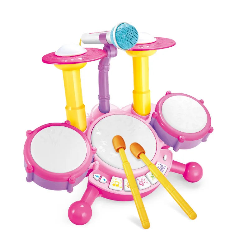 Kids Drum Set for Toddlers 1-3 - Educational Musical Toys with Microphone