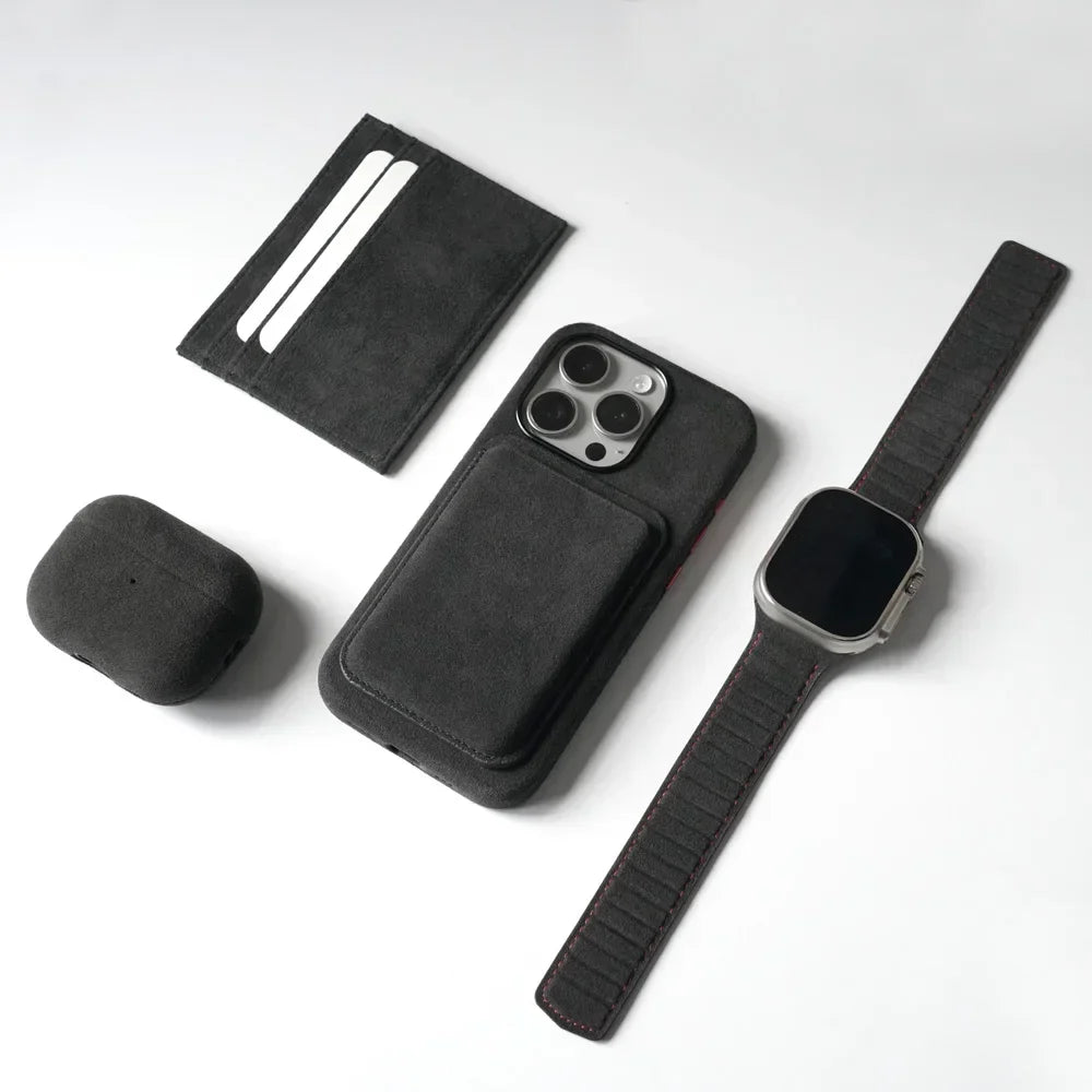 YMW Magnetic Alcantara Card Holder for iPhone – Luxury Suede Wallet Case