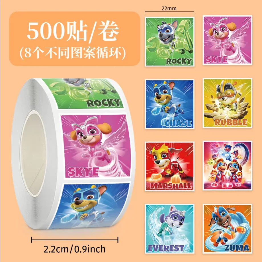 500PCS Paw Patrol Cartoon Stickers – Kids Reward & School Supplies