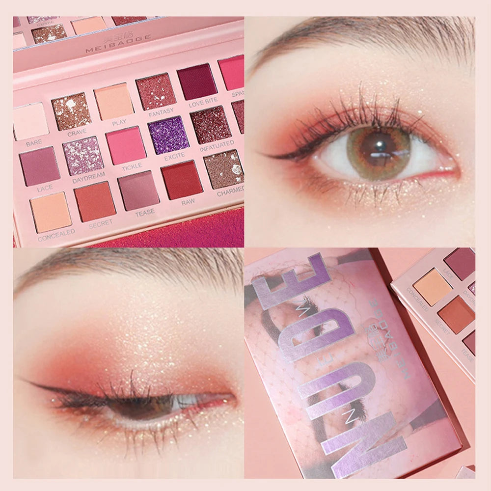 18 Colors Eyeshadow Palette – Matte, Glitter, Shimmer with Mirror