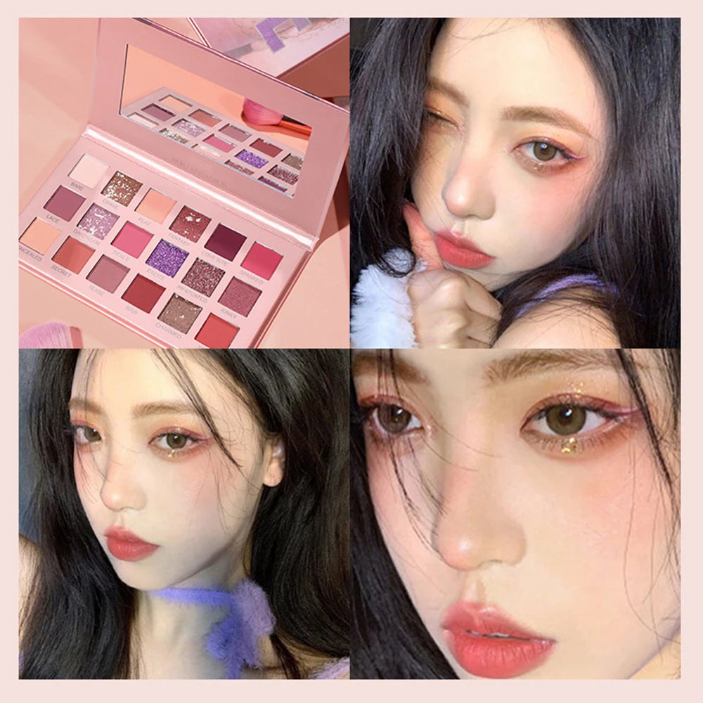 18 Colors Eyeshadow Palette – Matte, Glitter, Shimmer with Mirror
