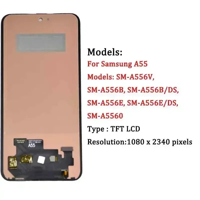 6.6" Super AMOLED LCD Display & Touch Screen with Frame for Samsung A55 5G (A556U, A556B, A5560, A556E)