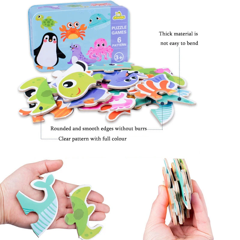 Baby Montessori Wooden 3D Puzzle for Kids 2-4 Years