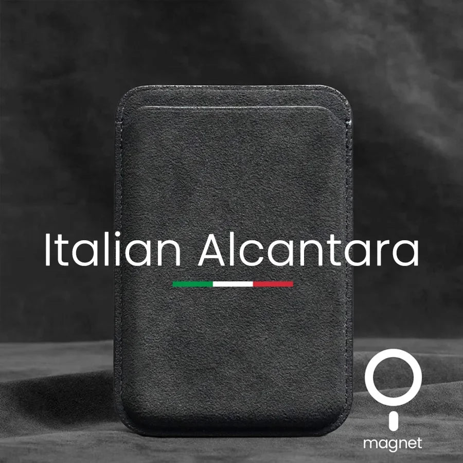 YMW Magnetic Alcantara Card Holder for iPhone – Luxury Suede Wallet Case