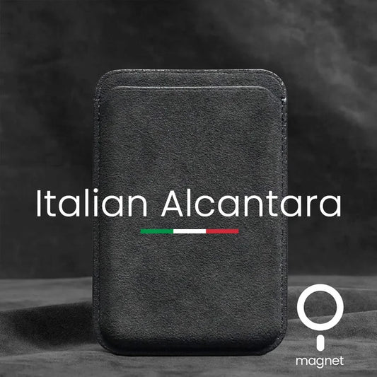YMW Magnetic Alcantara Card Holder for iPhone – Luxury Suede Wallet Case