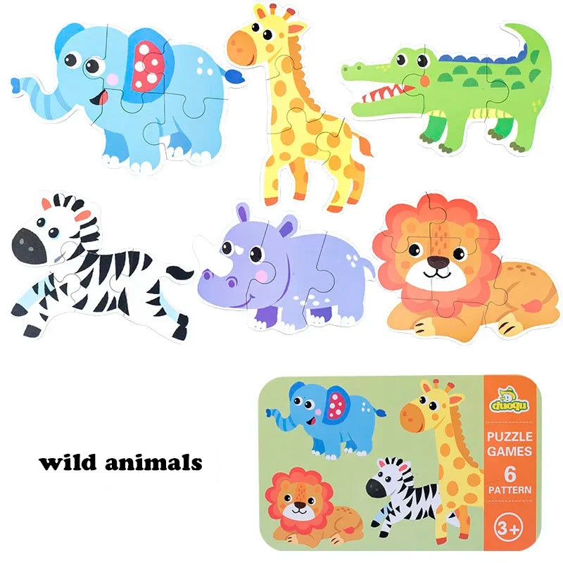 Baby Montessori Wooden 3D Puzzle for Kids 2-4 Years