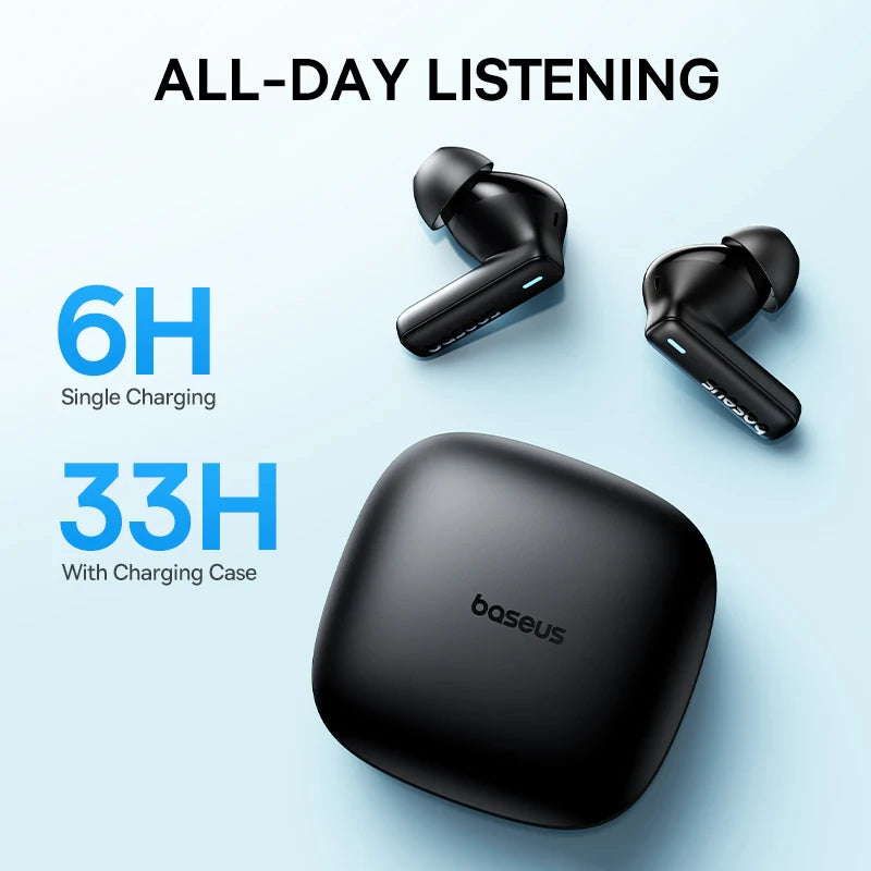 Baseus Bowie E19 Wireless Earphones Bluetooth 5.3, Big Bass, 12mm Drivers, IPX5, 33Hrs Battery