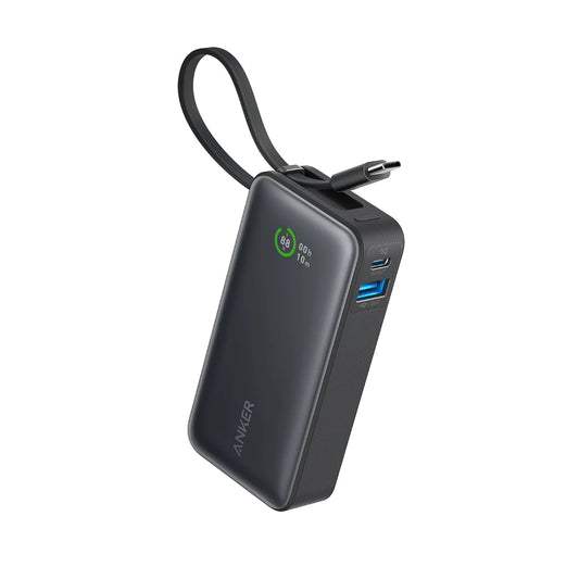 Anker Nano Power Bank 10K: 30W PD fast charger with built-in USB-C cable.