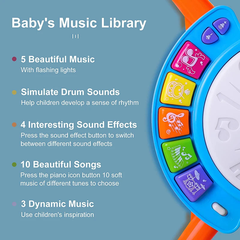Kids Drum Set for Toddlers 1-3 - Educational Musical Toys with Microphone