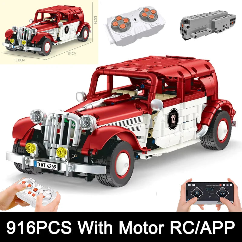 2025 RC/APP Vintage Cars Building Block Set for Boys - Birthday & Christmas Gift