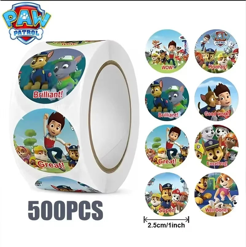 500PCS Paw Patrol Cartoon Stickers – Kids Reward & School Supplies